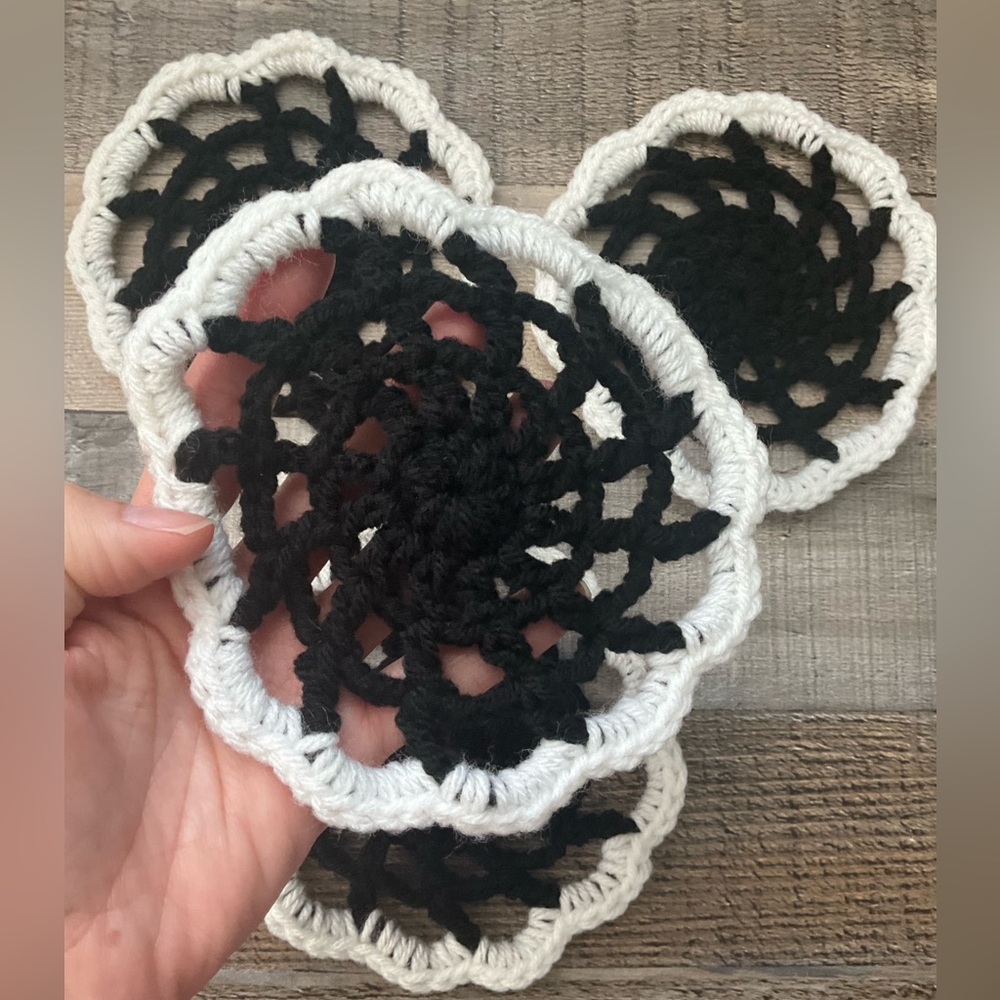 Halloween Black Spiderweb Crochet Coasters 4 Pack